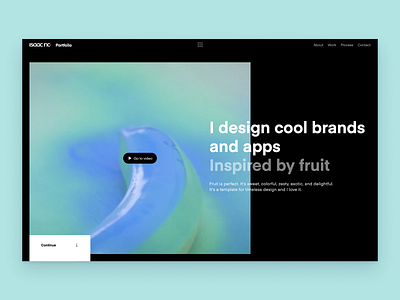 Homepage hero • Personal portfolio website agency banana bold clean dark dark mode dark theme dark ui fruit heading landing page layout nav simple split video waffle