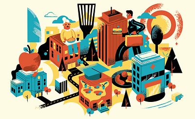 Food Service Director Magazine buisness character city design food graphicdesign hand lettering illustration man people