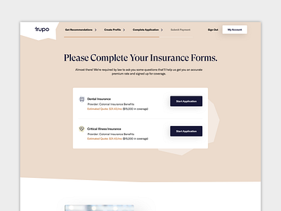 Trupo On-Boarding Dashboard UI art direction clean design color palette financial app illustrations insurance insurance app onboarding onboarding screen onboarding screens onboarding ui onboarding ux typography ux uxdesign