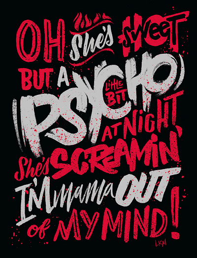 Sweet psycho custom hand lettering illustration lettering lyrics music procreate procreatelettering script type