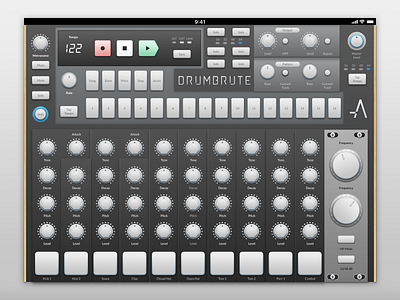 Arturia Drumbrute Drum Machine: Metal Skin UI app arturia au audio audio app auid design drum drummachine drums graphical illustrator machine minimal synth ui ux vector vst website