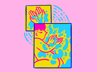 love is free / free is love blue character comic free hands illustration love pink portrait shapes yellow