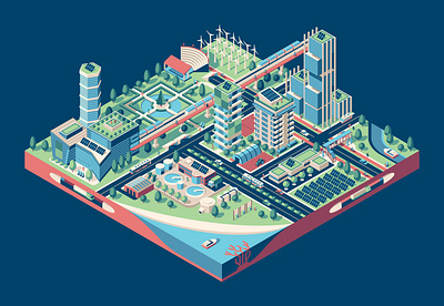 United Nations Sustainable City Illustration city dan kuhlken dkng dkng studios illustration isometric nathan goldman united nations vector