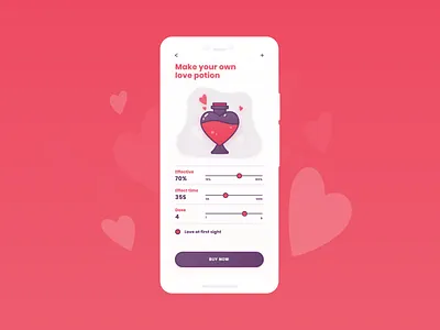 Daily UI 4 - Calculator - Love potion app design dribbbleweeklywarmup flat illustration love mobile modern product design ui ux valentine day vector web