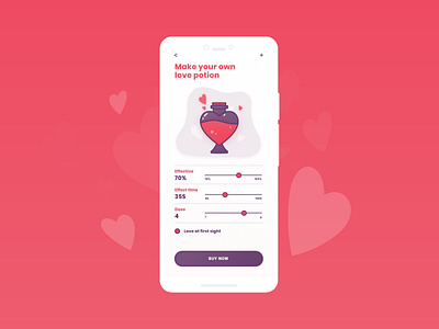 Daily UI 4 - Calculator - Love potion app design dribbbleweeklywarmup flat illustration love mobile modern product design ui ux valentine day vector web