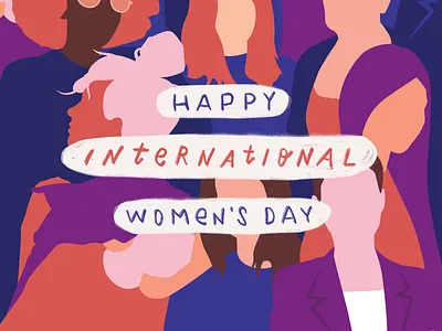 Happy International Women's Day' drawing equality female feminist future girl girlpower happy illustration international iwd ladies ladyboss message pink powerful typism woman women womensday
