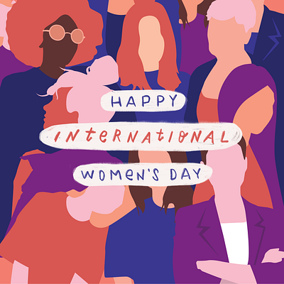 Happy International Women's Day' drawing equality female feminist future girl girlpower happy illustration international iwd ladies ladyboss message pink powerful typism woman women womensday