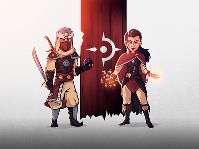 Yatech d'Kllean & Kanayoness character character design design flat illustration illustration mage photoshop warrior