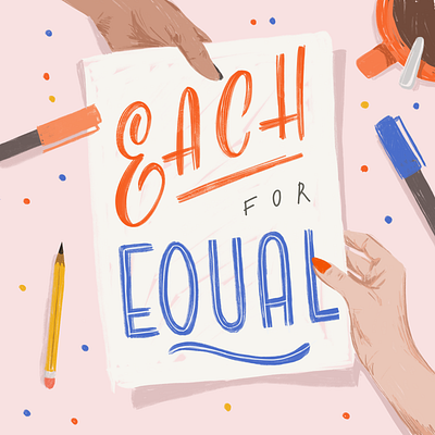 Each For Equal applepencil art crafts drawing equality feminist girl hand handlettering illustration ipad iwd lettering pen procreate sketching tools typism woman women