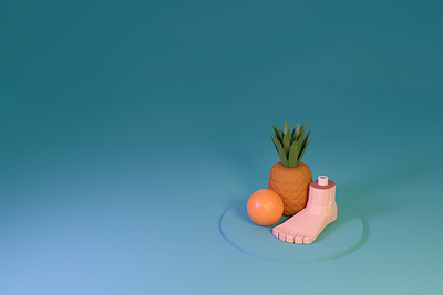Fruit By The Foot blender feet foot fruit fruit by the foot fruit illustration illustration joke lighting lowpoly lowpolyart modeling orange pineapple still life