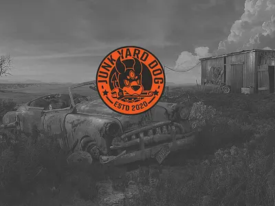 Junkyard Dog car design dog illustration logo orange vector