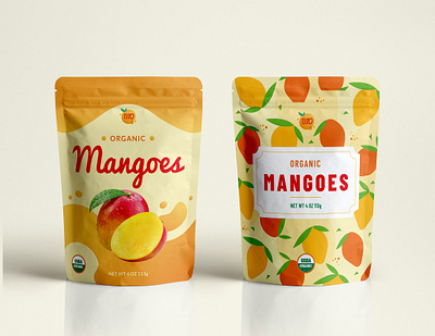 Organic Mangoes Package Design art bright colorful design fruits graphic illustrated illustration illustrator label label design label packaging mango package design packaging summer