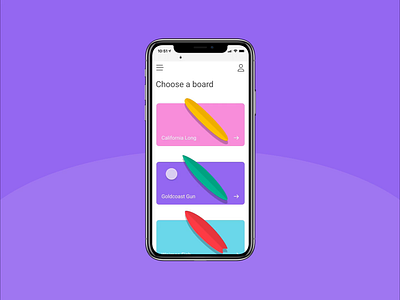 Goldcoast Gun - Surf App animation app board color colour interaction mobile surf ui uidesign uiux