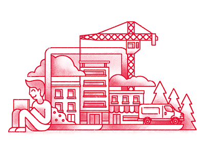 Building some things art buildings crane design digital digital illustration illustration laptop scene shading texture van