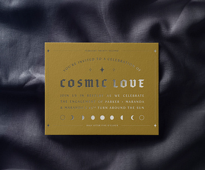 Cosmic Love Party Invitation celestial cosmic invitation letterpress moon party invitation