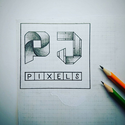 PJ PIXEL sketch brand brand identity branding camera logo film tape graphic grid layout gridlogo illustration logo marketing agency sketch