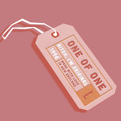 One of One, B bazzi bazzi lyrics branding cheeky clothing tag graphic design illustration love minimal design mockup new england pink singles day tag vector vintage