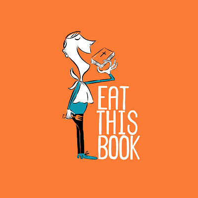 Eat This Book bible cartoon illustration midcenturymodern procreate sketches