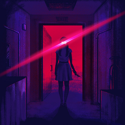 Hallway of Horror hallway horror illustration kpop limited palette loona three colors two tone