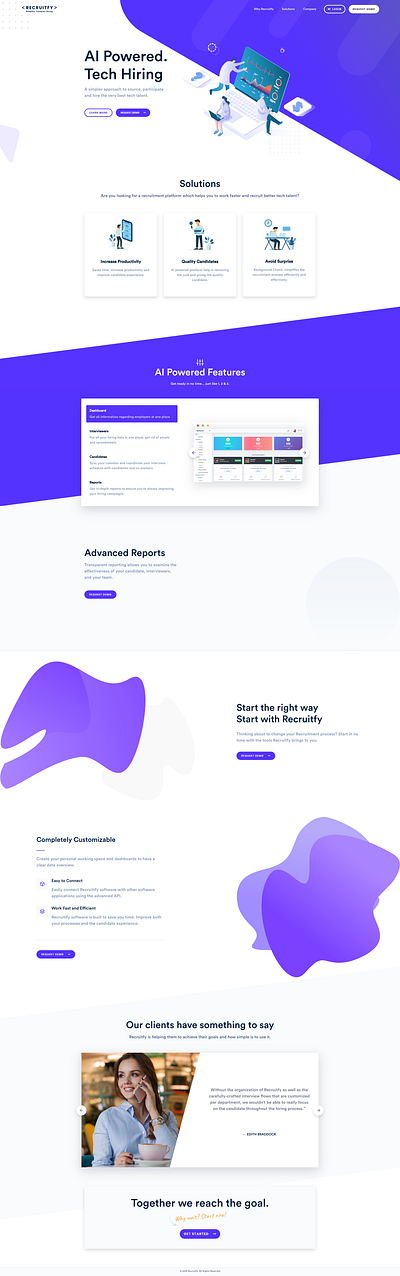 Recruitfy.com | HR ATS Platform clean design illustration minimal ux web website