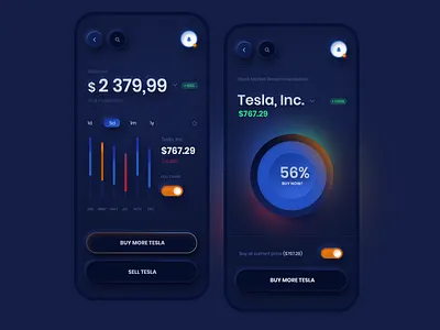 Tesla Stock App app creative design ecommerce iphone stock app tesla