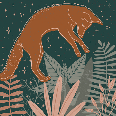 Swoop - Fox Illustration botanical fauna flora fox illustration jump