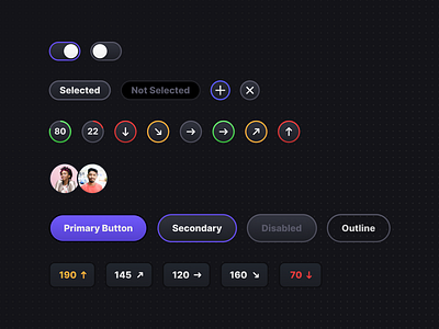 Mobile UI Preview, Pumped app arrow button dark data design system mobile pills toggle trends user interface