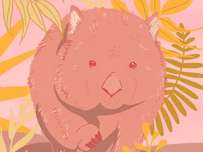 Wombat - Illustration australia awares botanical bushfires conservation digital illustration illustration illustration art wombat