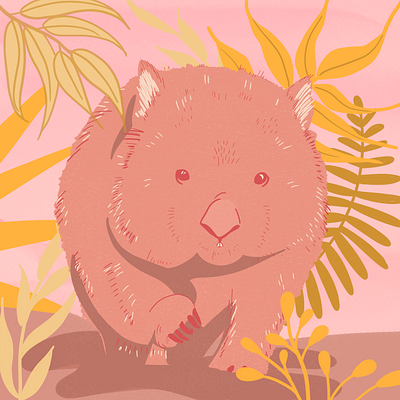 Wombat - Illustration australia awares botanical bushfires conservation digital illustration illustration illustration art wombat