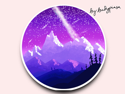 Night Landscape Illustration flat illustration landscape procreate