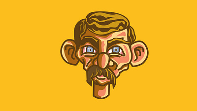 Roadrage Randy adobe angry art art direction artwork bold character character design design ears flat hair illustration illustrator mad minimal mustache portrait retro yellow