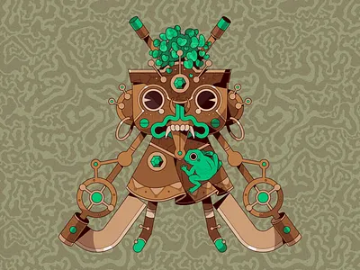 MACETA RANA 2d caricatura cartoon design ilustración maceta planta rana vector