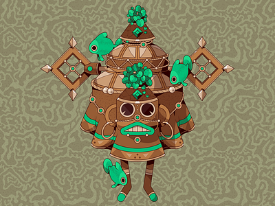 MACETA PECES 2d caricatura cartoon design ilustración peces planta vector