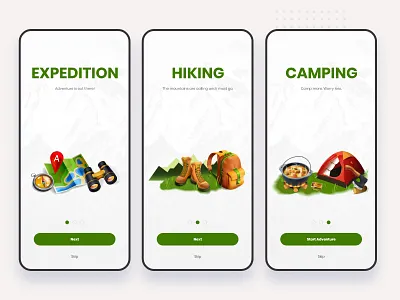 Travel Hiking Onboarding App adobe xd camping daily creative challenge hiking iphone travel