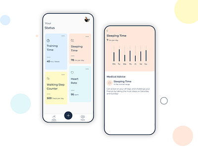 Health and fitness UI app design design document fitness app fitness ui health health care health fitness ui health ui inspiration status app training app ui uidesign user interface ux