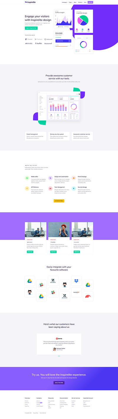Inspirelite Saas Landing Page blue business clean creative event homepage homepagedesign landingpage modern saas saas design