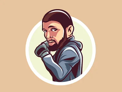 Khabib Nurmagomedov avatar flat design portrait ufc