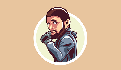 Khabib Nurmagomedov avatar flat design portrait ufc