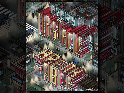 "Obstacle" Hand Lettering digital art digital lettering goodtype hand lettering illustration illustrator art isometric art isometric illustration lettering typography