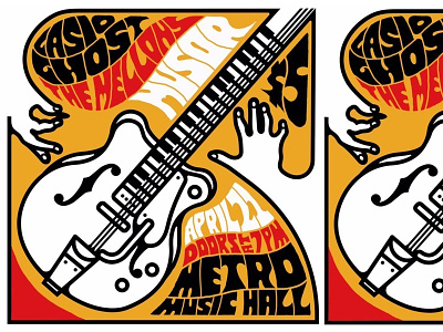 Mellons Gig Poster band baroque pop gig poster guitar illustration lettering music rock and roll