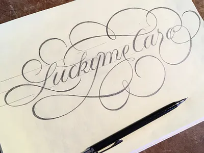 LuckyMeCaro flourishes lettering script sketch