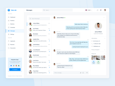 Nata Job - Messages & Positions app application branding chat dashboard design design hiring human resources information job job application job board management app messages positions ui design uiux ux design web apps web design