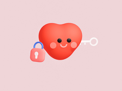 heartlock 3d blender design dribbble dribbleweeklywarmup illustration key lock love valentine valentine day