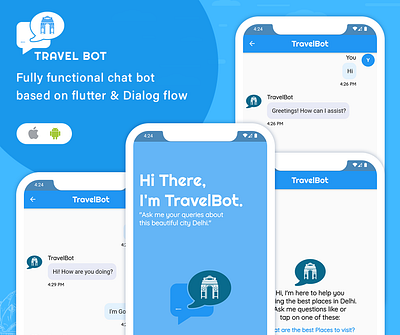 travelbot - Chatbot for Travel Enquiries android app design chatbot flutter ios app design travel app ui design ux design