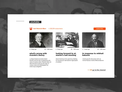 Screen with the youtube feed desktop gallery minimal personal website ui web youtube