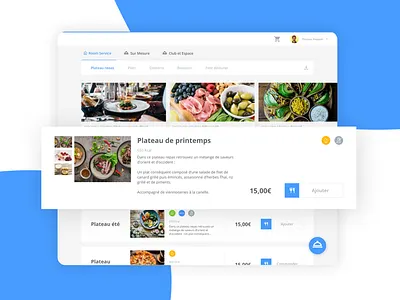 Meal delivery app app blue cards design desktop food food app foodie list minimal minimalist order ordering ui ux web website white