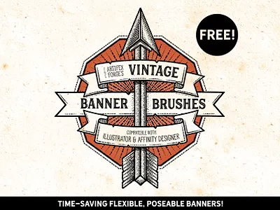 Free - Vintage banner Brushes arrow arrows banner brush illustrator retro tattoo vector vintage