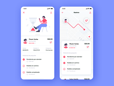 Tracking App app design illustration map mobile status tracking app ui ux uxdesign