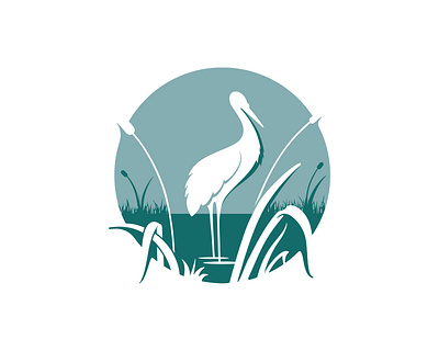 Heron Standing in swamp Logo bay bird ecosyistem enviroment gras green habitat heron landscape nature park stork swamp water