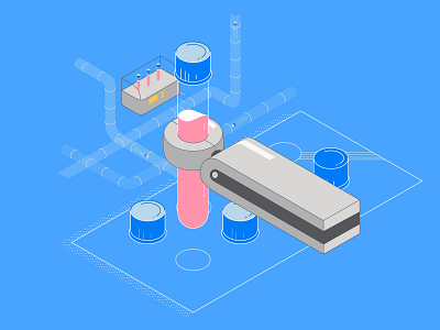 Robot arm automation illustration isometric isometry lab laboratory medical robot test